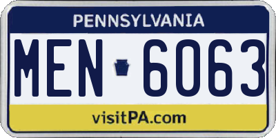 PA license plate MEN6063