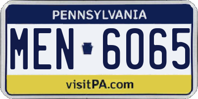 PA license plate MEN6065