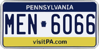 PA license plate MEN6066