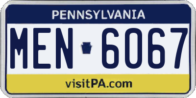 PA license plate MEN6067