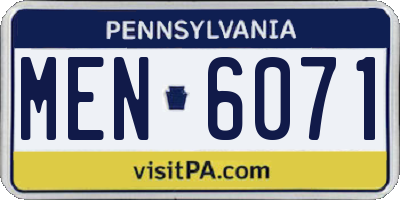 PA license plate MEN6071
