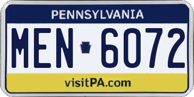 PA license plate MEN6072