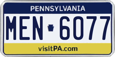 PA license plate MEN6077