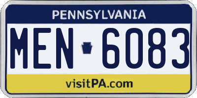PA license plate MEN6083