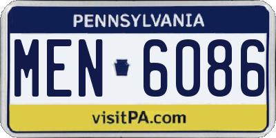 PA license plate MEN6086