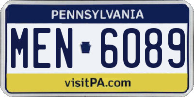 PA license plate MEN6089