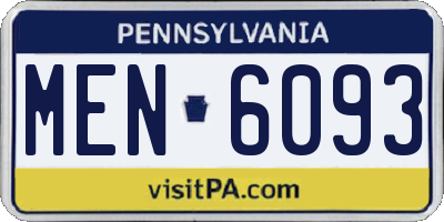PA license plate MEN6093