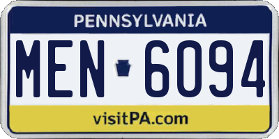PA license plate MEN6094