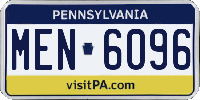 PA license plate MEN6096