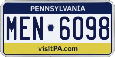 PA license plate MEN6098