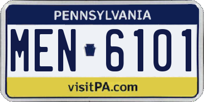PA license plate MEN6101