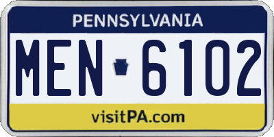 PA license plate MEN6102