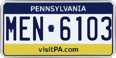 PA license plate MEN6103