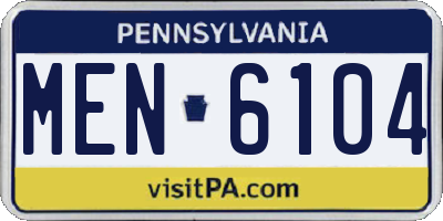 PA license plate MEN6104