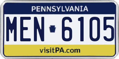 PA license plate MEN6105