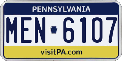 PA license plate MEN6107