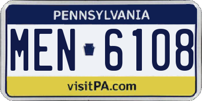 PA license plate MEN6108