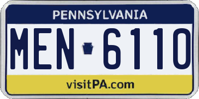 PA license plate MEN6110