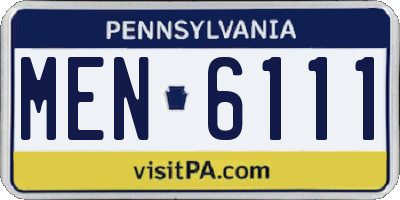 PA license plate MEN6111