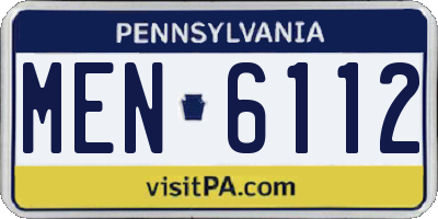PA license plate MEN6112