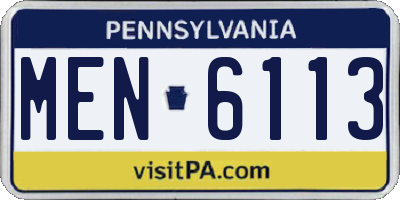PA license plate MEN6113