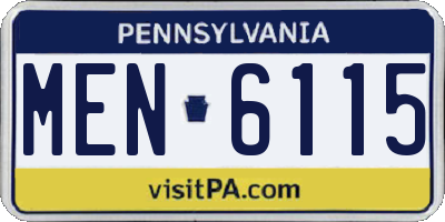 PA license plate MEN6115