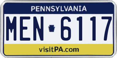 PA license plate MEN6117