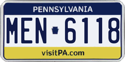 PA license plate MEN6118