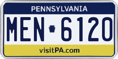 PA license plate MEN6120