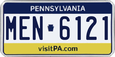 PA license plate MEN6121