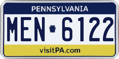 PA license plate MEN6122