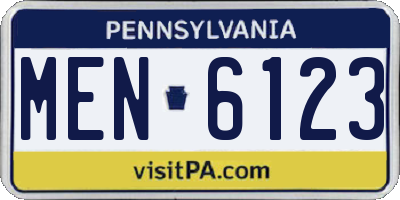 PA license plate MEN6123