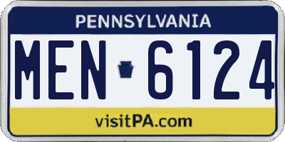 PA license plate MEN6124