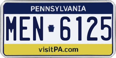 PA license plate MEN6125