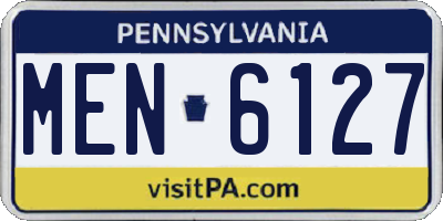 PA license plate MEN6127