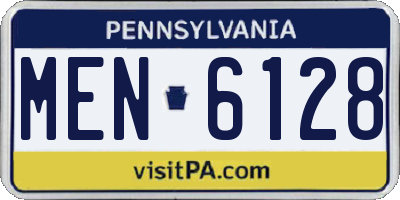 PA license plate MEN6128