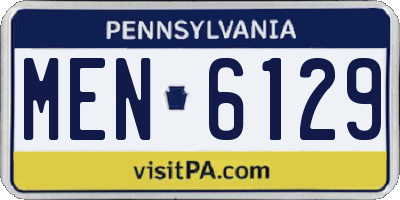 PA license plate MEN6129