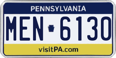 PA license plate MEN6130