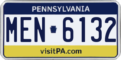 PA license plate MEN6132