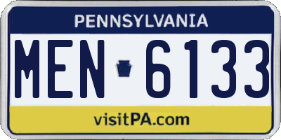 PA license plate MEN6133