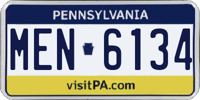 PA license plate MEN6134