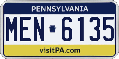 PA license plate MEN6135