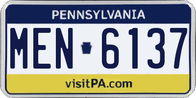 PA license plate MEN6137