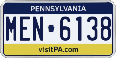 PA license plate MEN6138