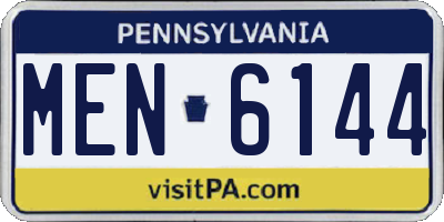 PA license plate MEN6144