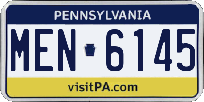 PA license plate MEN6145