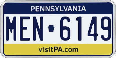 PA license plate MEN6149