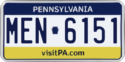 PA license plate MEN6151