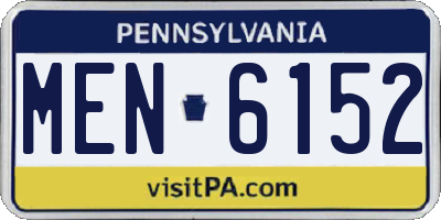 PA license plate MEN6152