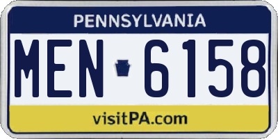 PA license plate MEN6158